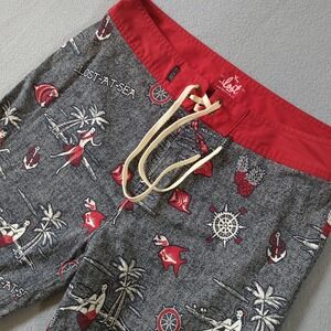Lost Enterprises‎ Lost At Sea Board Shorts Mens 33 Hula Girl Island Surf Trunks